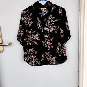 Elegant black flower blouse